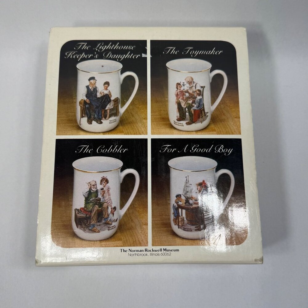 Norman Rockwell Museum Collection 4-Piece Mug Set Featuring Timeless Scenes